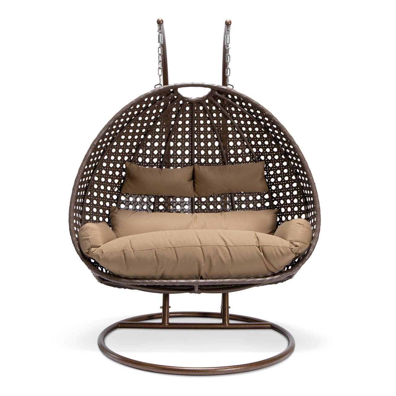 TWIN Polyrattan H&auml;ngesessel mit Regenabdeckung - Braun f&uuml;r 2 Personen image number 0