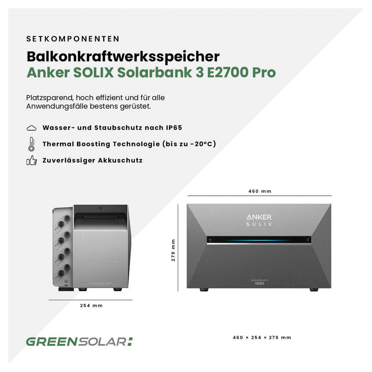 Mini-PV-Anlage 3.000 W mit 2,67 kWh Anker Solix 3 Speicher image number 1