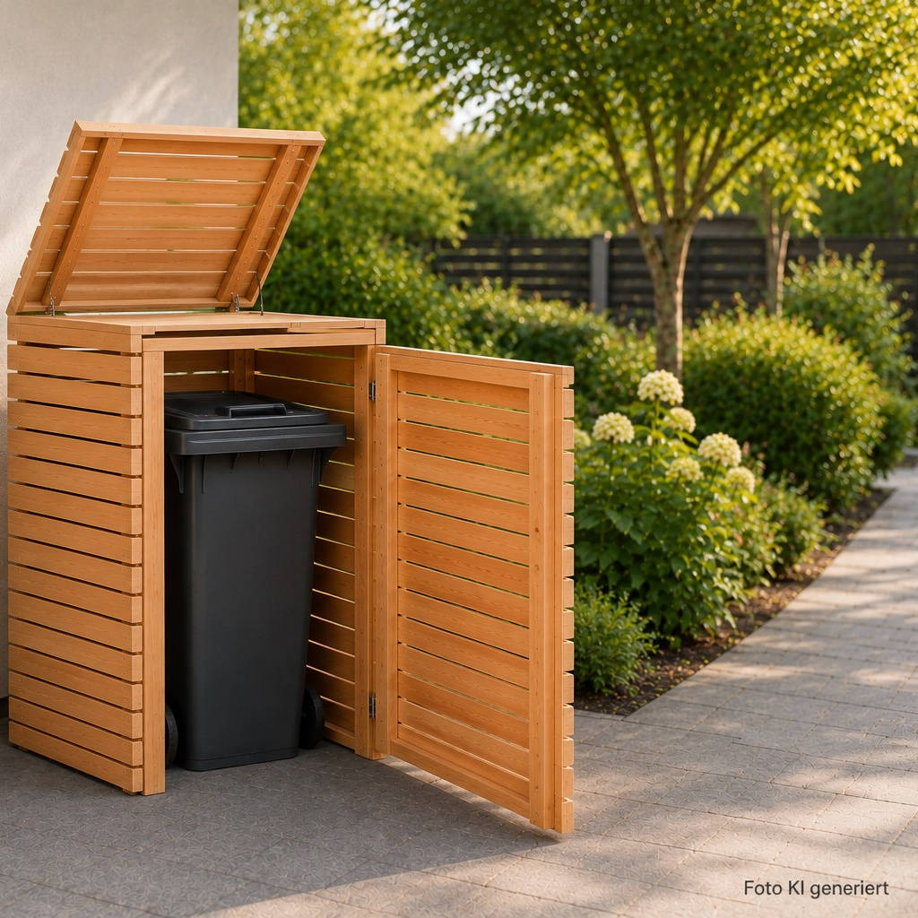 M&uuml;lltonnenbox aus L&auml;rche, 1-Tonne image number 1