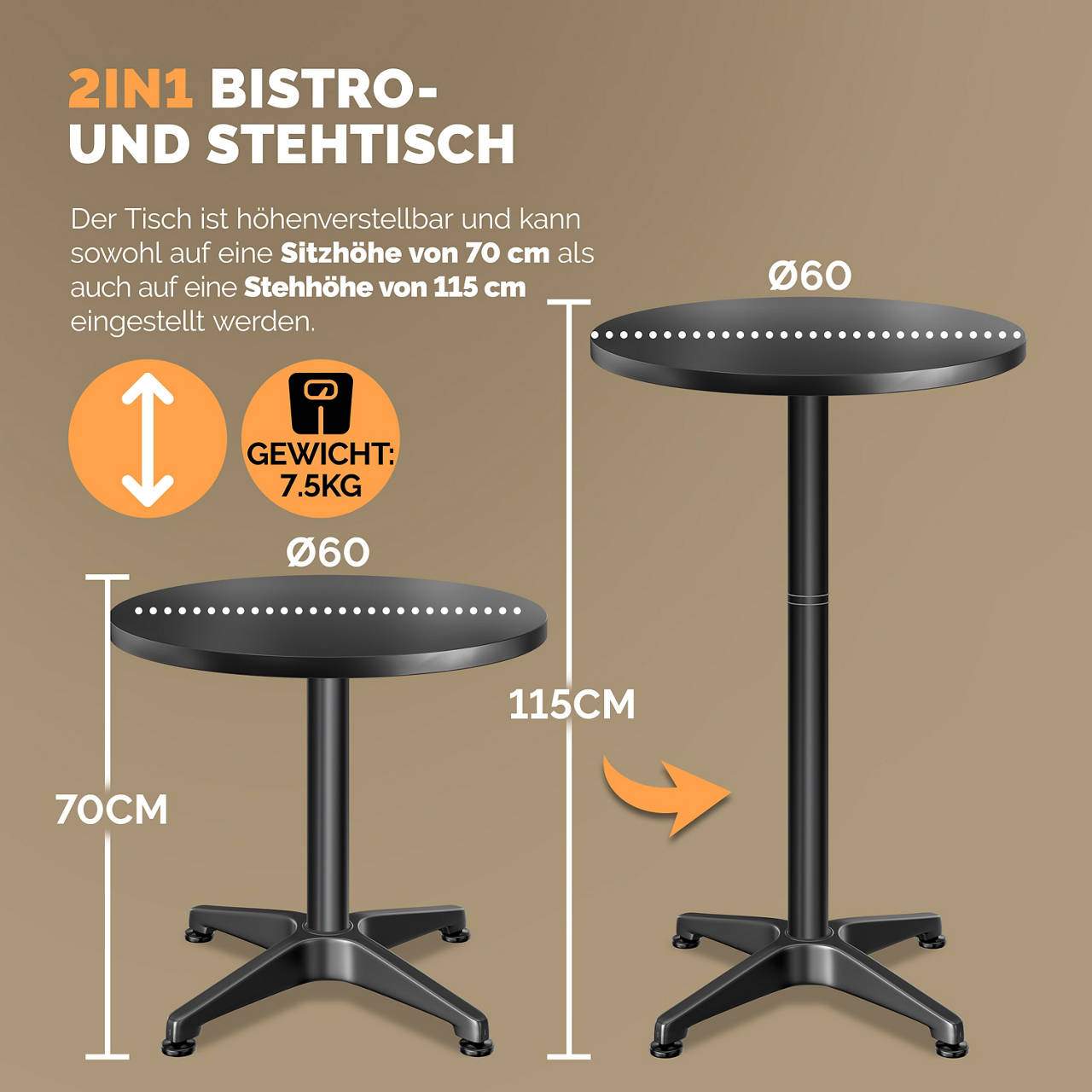 2in1 Steh-/Bistrotisch - klappbar, Doppelpkg. image number 2