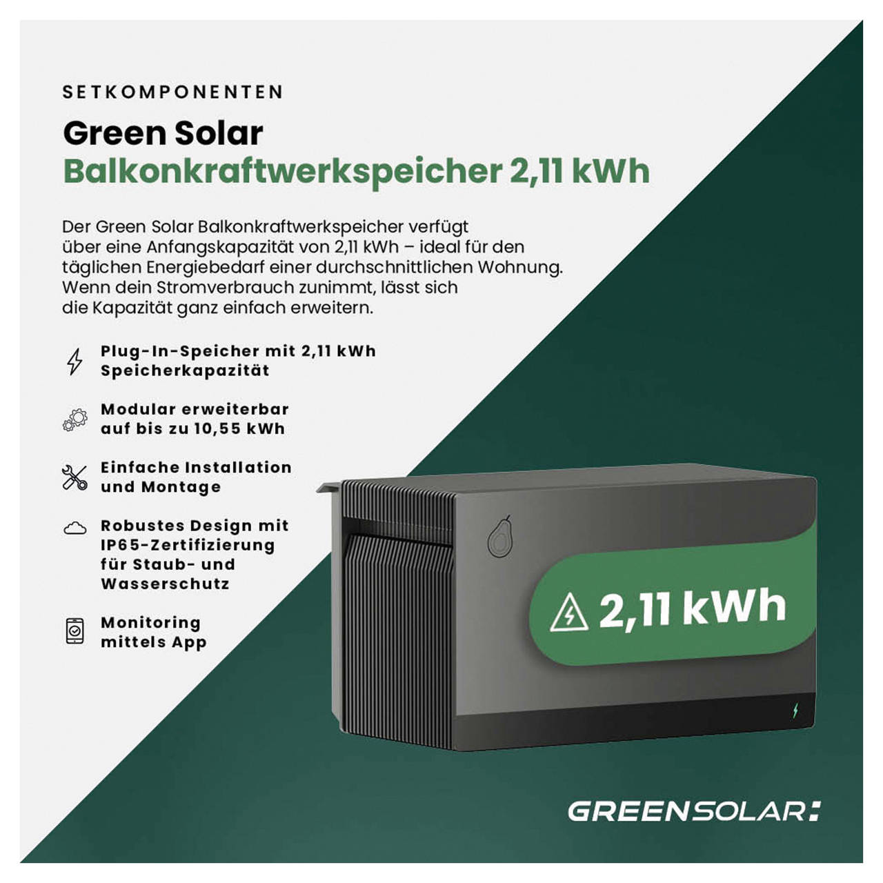 Mini-PV-Anlage 2.000 W mit Balkonkraftwerk-Speicher 2,11 kWh image number 4