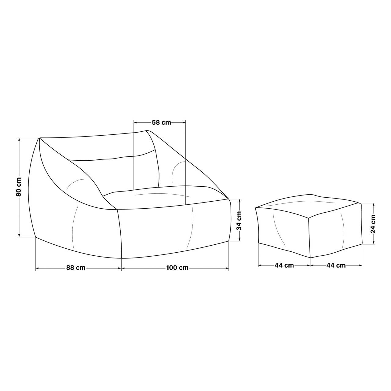Sitzsack COZY inkl. Hocker, beige image number 2