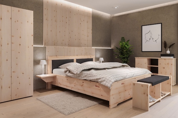 Schlafzimmer-Serie aus Zirbenholz