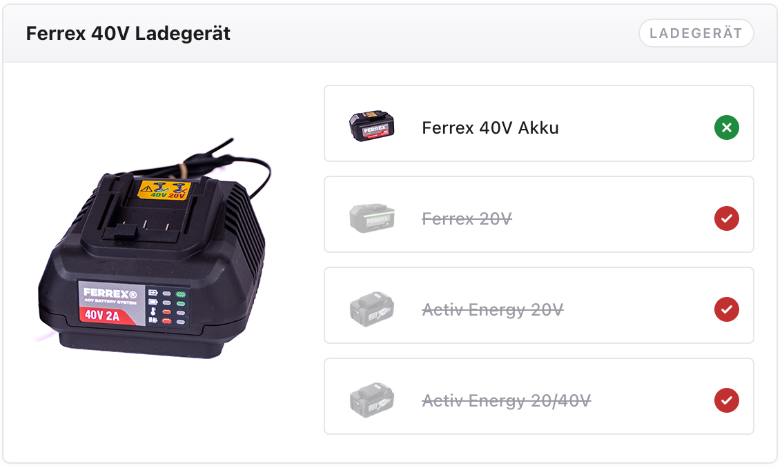 Ferrex V40 Ladegerät