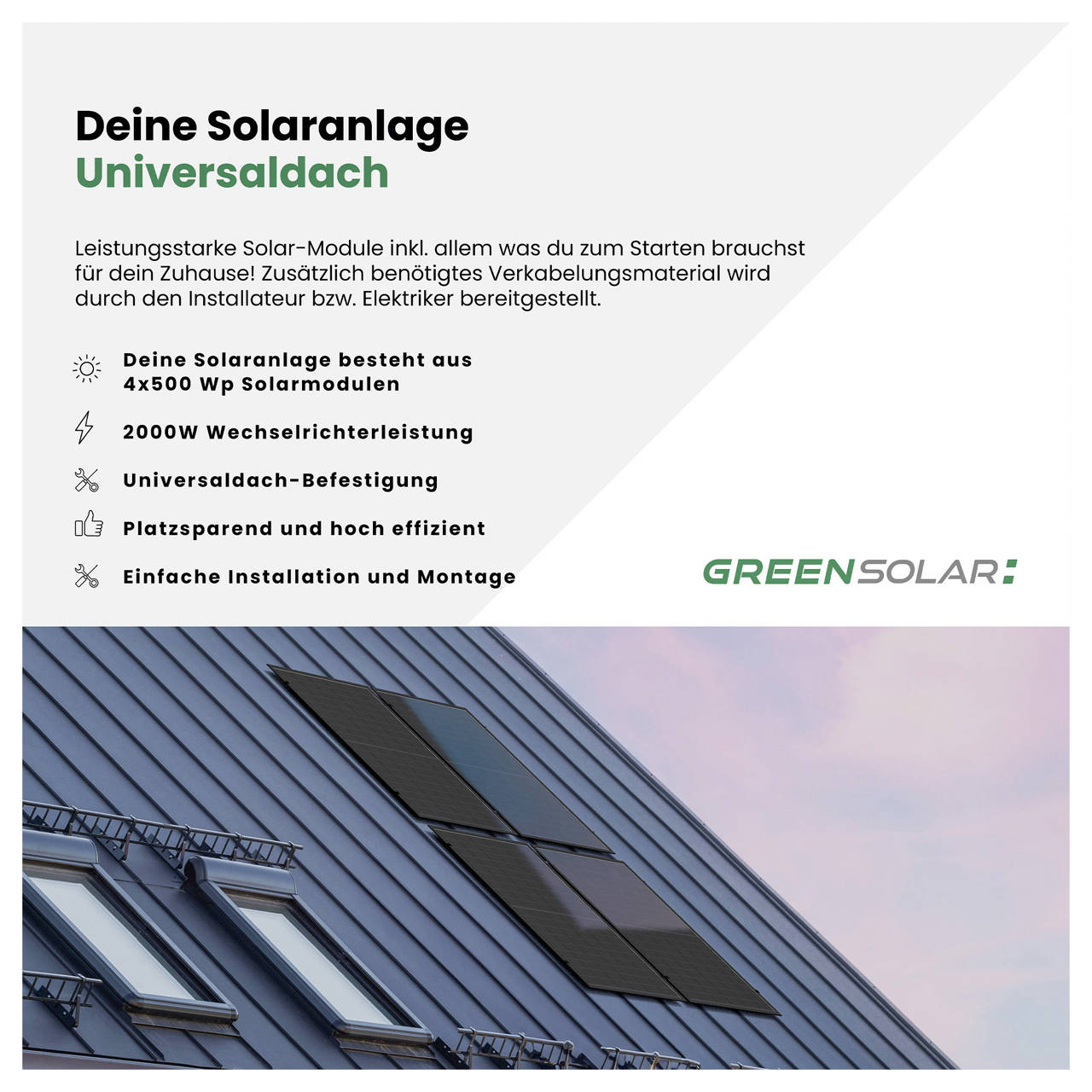 Green Solar Solarkraftwerk Universaldach 2000/2000 image number 1
