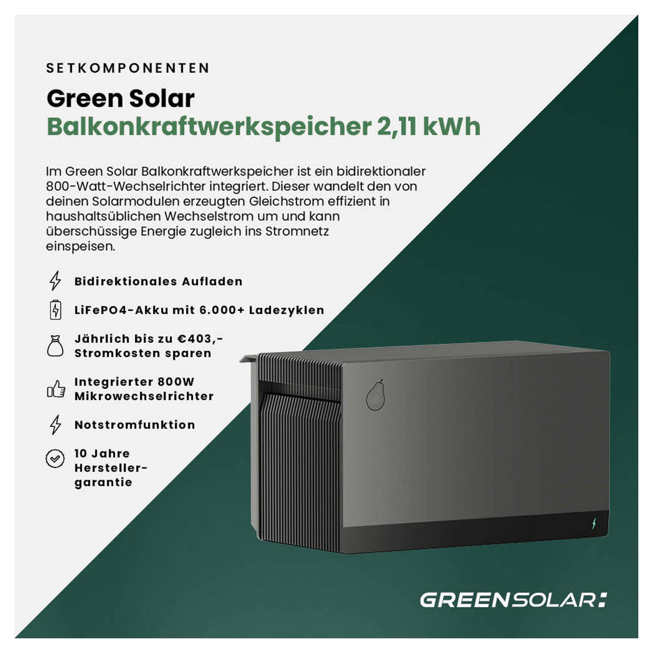 Mini-PV-Anlage 2.000 W mit Balkonkraftwerk-Speicher 2,11 kWh image number 3
