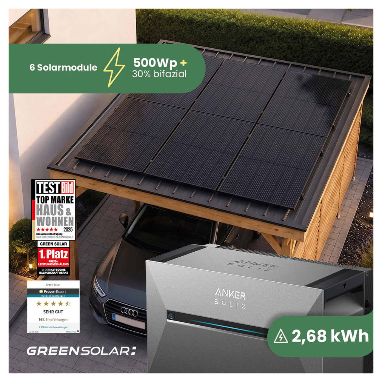 Mini-PV-Anlage 3.000 W mit 2,67 kWh Anker Solix 3 Speicher image number 5