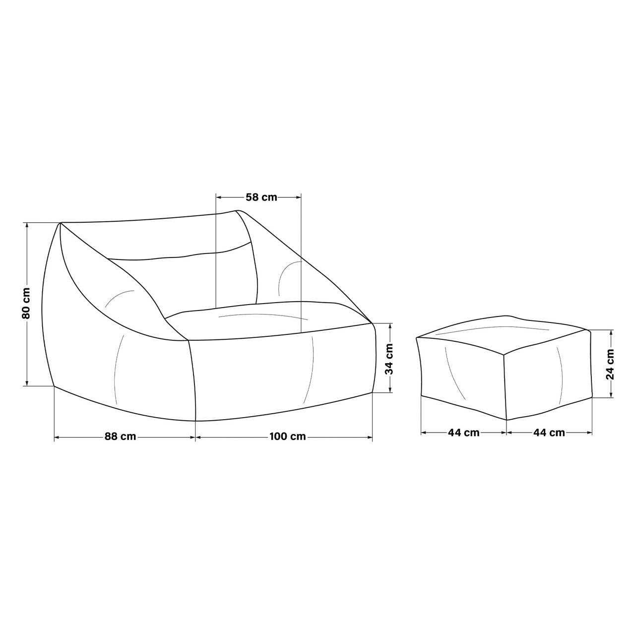 Sitzsack COZY inkl. Hocker, hellgrau image number 2