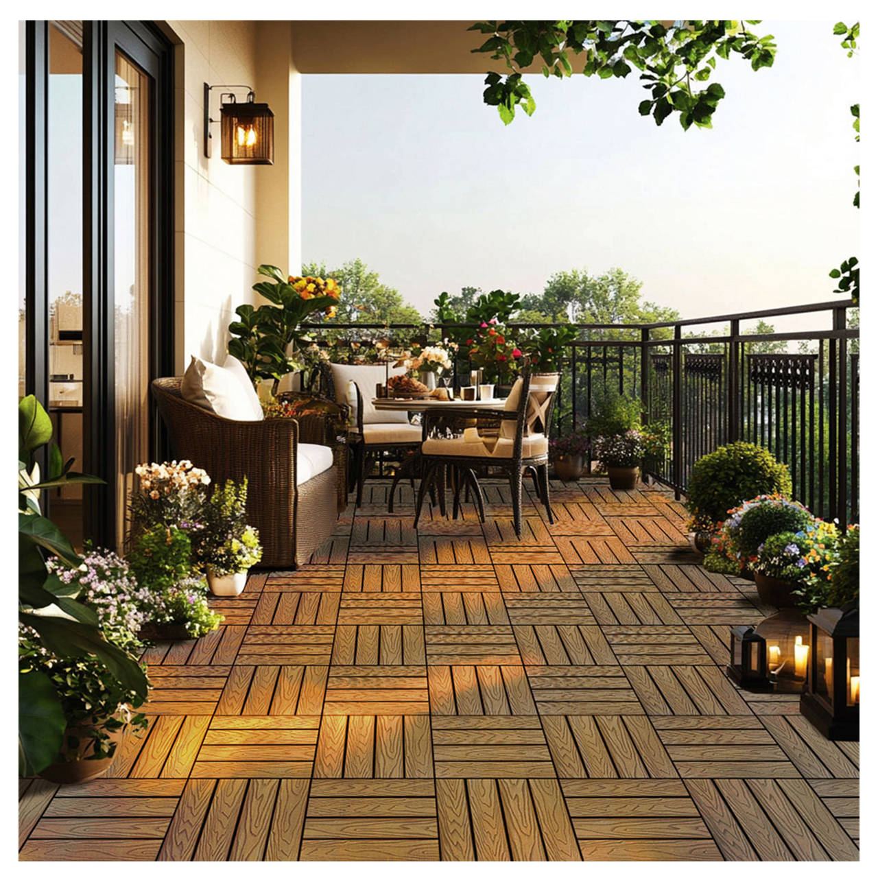 WPC Klickfliesen BAVARO Premium Teak 5 m&sup2; image number 1