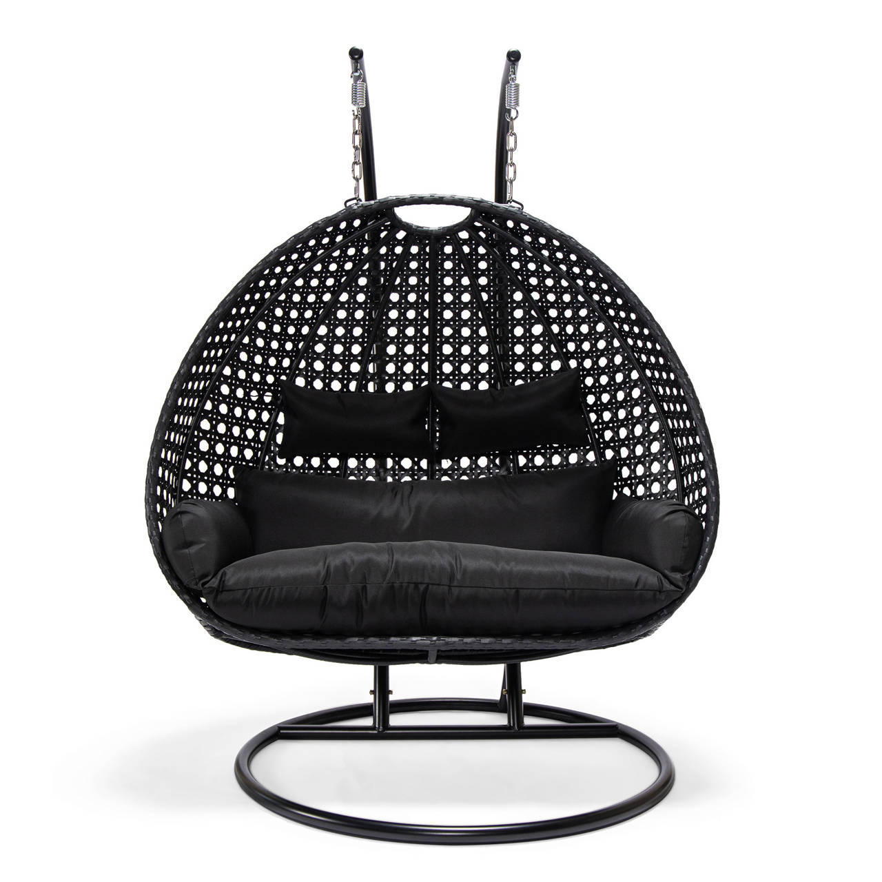 HOME DELUXE TWIN Polyrattan Hängesessel mit Regenabdeckung - Schwarz für 2 Personen