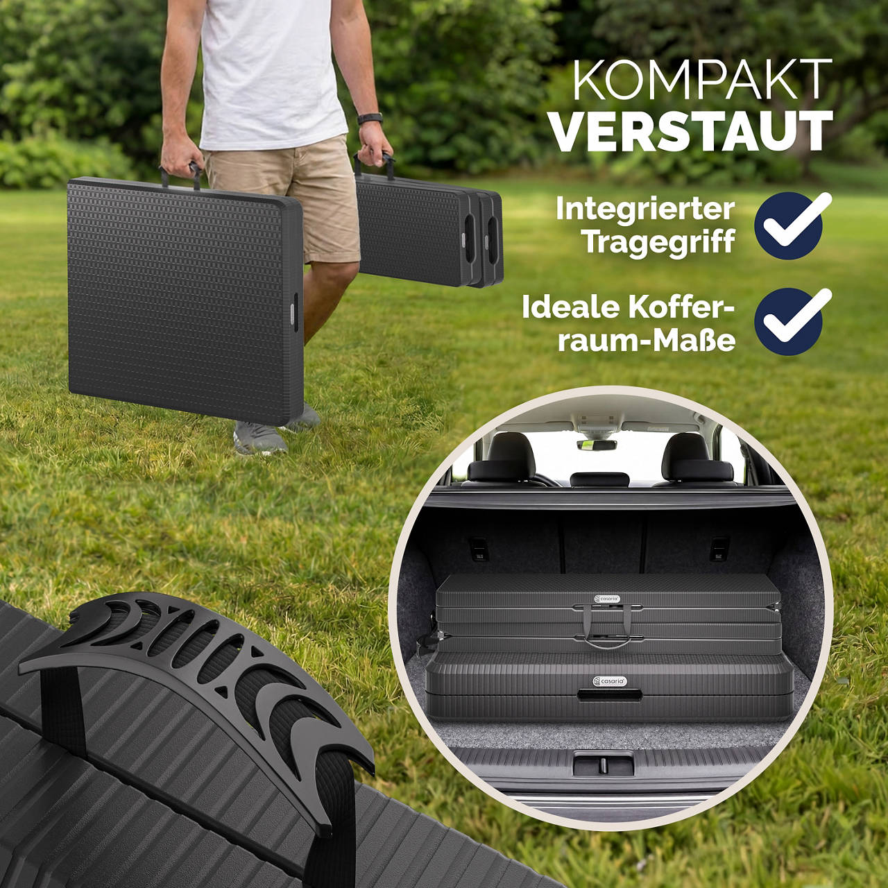 Klapptisch mit 2 Klappb&auml;nken im Rattan-Look image number 3